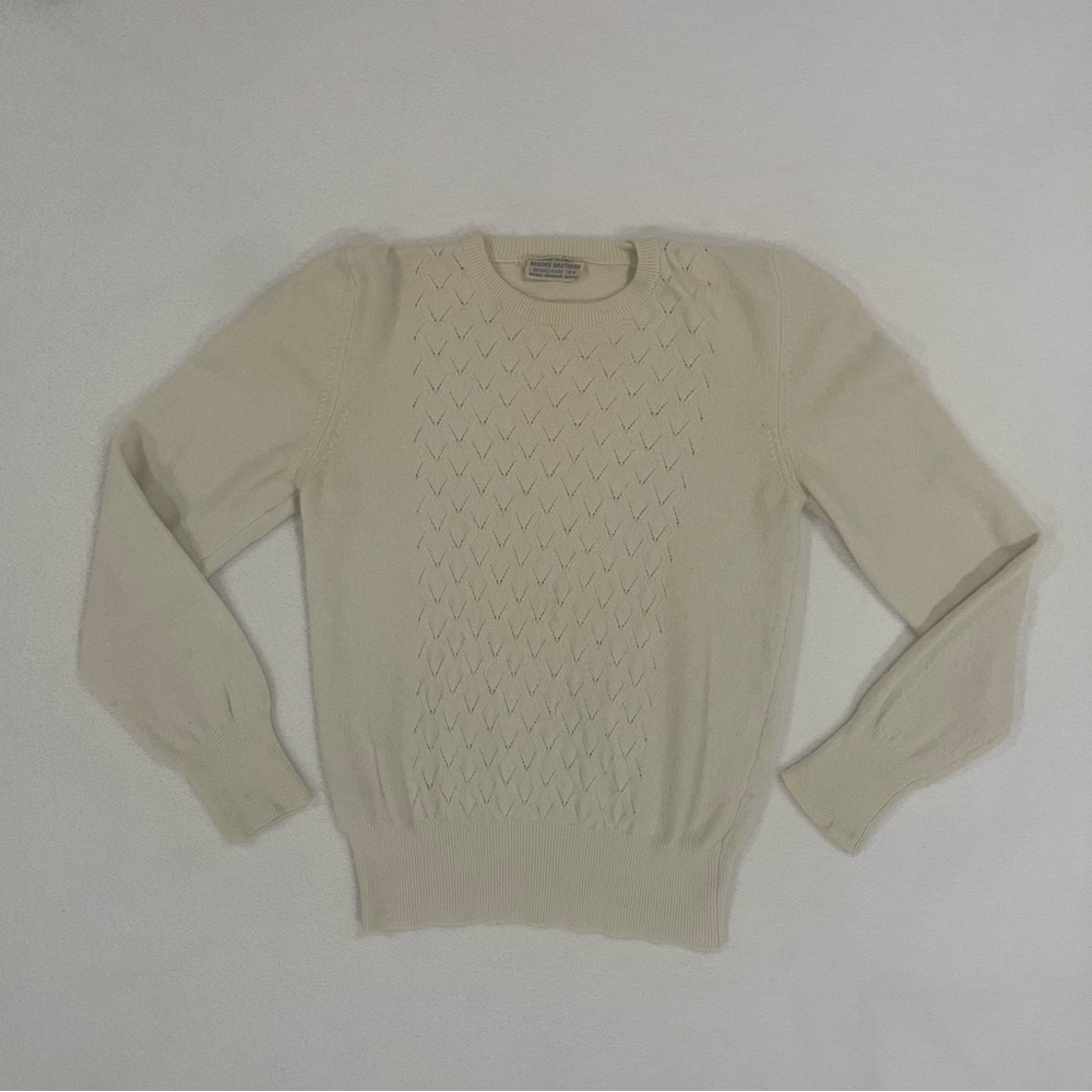 Vintage Brooks Brothers Italian Wool Angora Sweater Cream Button Shoulder